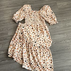 Puff Sleeve Leopard Midi Dress